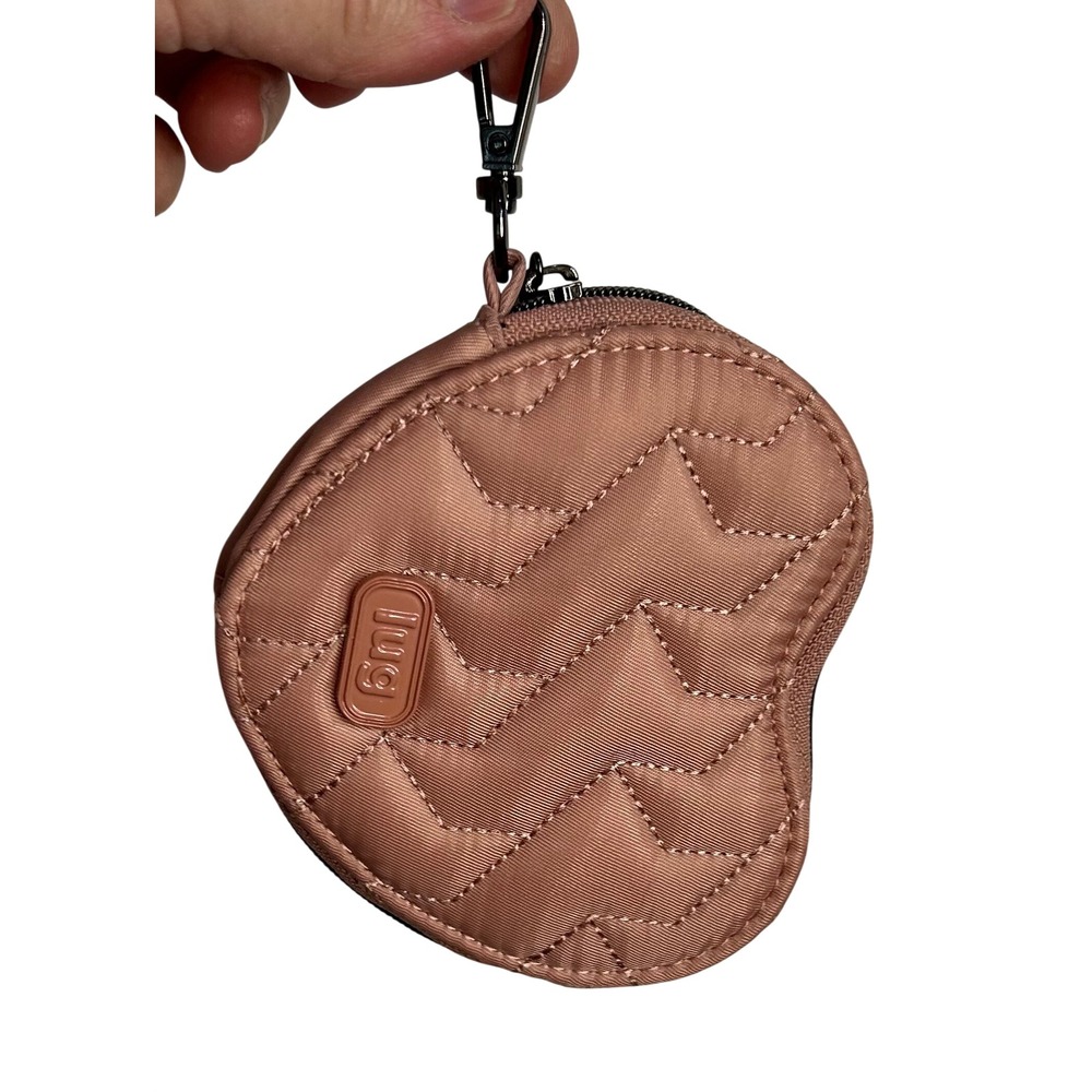 Lug Heart Coin Pouch Rose Pink Chevron Quilted Mini Bag Charm Zip Case Accessory